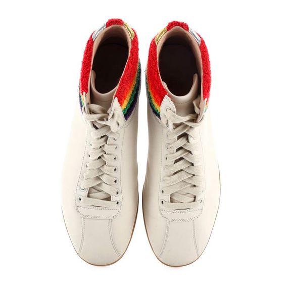 Gucci Bambi Rainbow High Top Sneakers Leather Neutral - Picture 2 of 5
